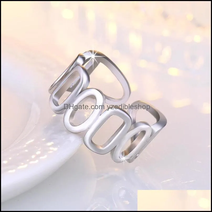 hollow chain rings band finger women open adjustable rose gold knuckle rings street style personalized fashion jewelry