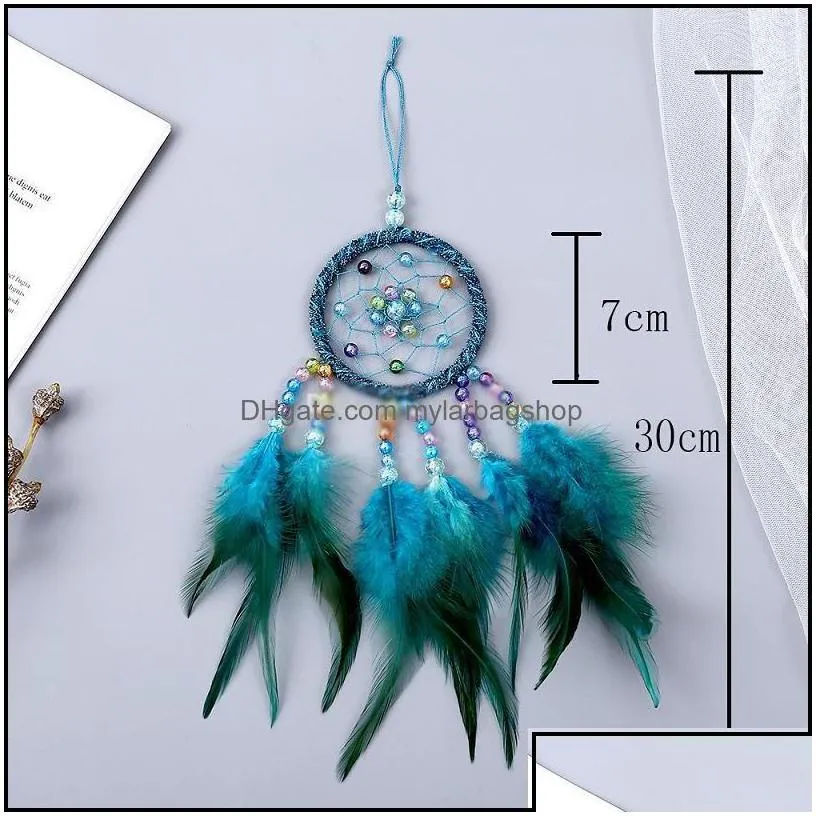 arts and crafts manual dreamcatcher wind chime feather bead round aeolian bells home furnishing decorative trinkets dream mylarbagshop