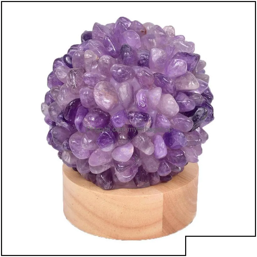arts and crafts arts gifts home garden wholesale usb amethyst crystal stones for healing tumble stone gravel lamp natural decoration