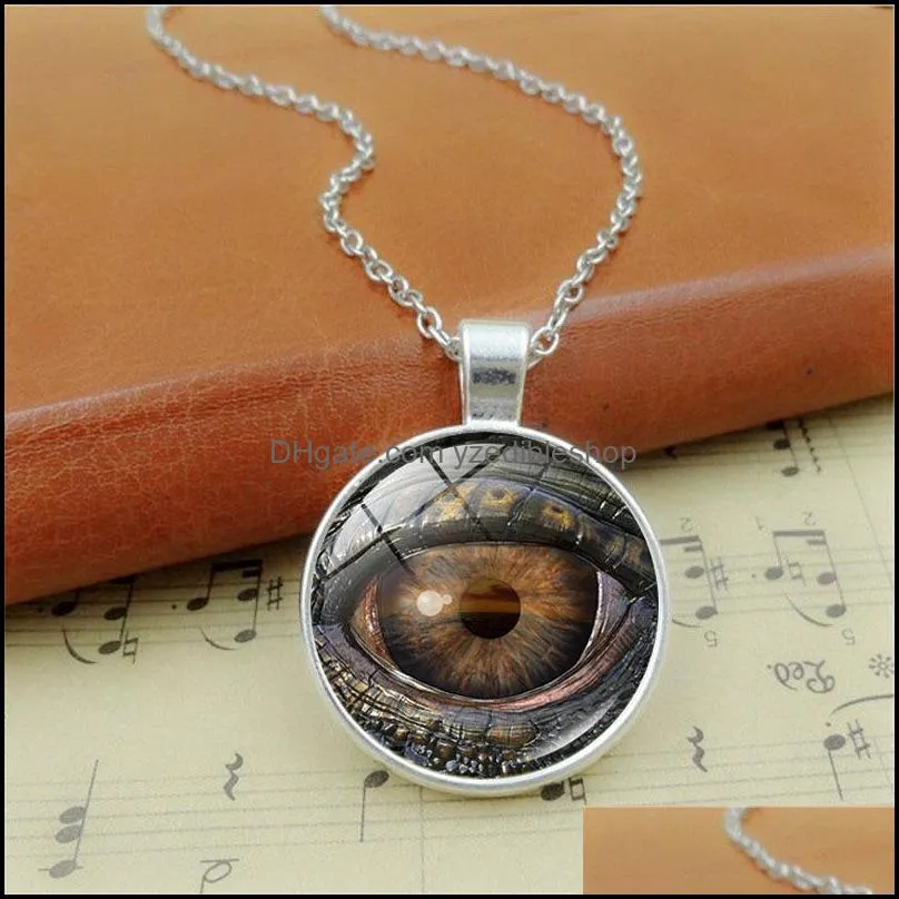 dragon eye time gemstone pendant necklace silver bronze glass cabochon necklaces for women men fashion jewelry