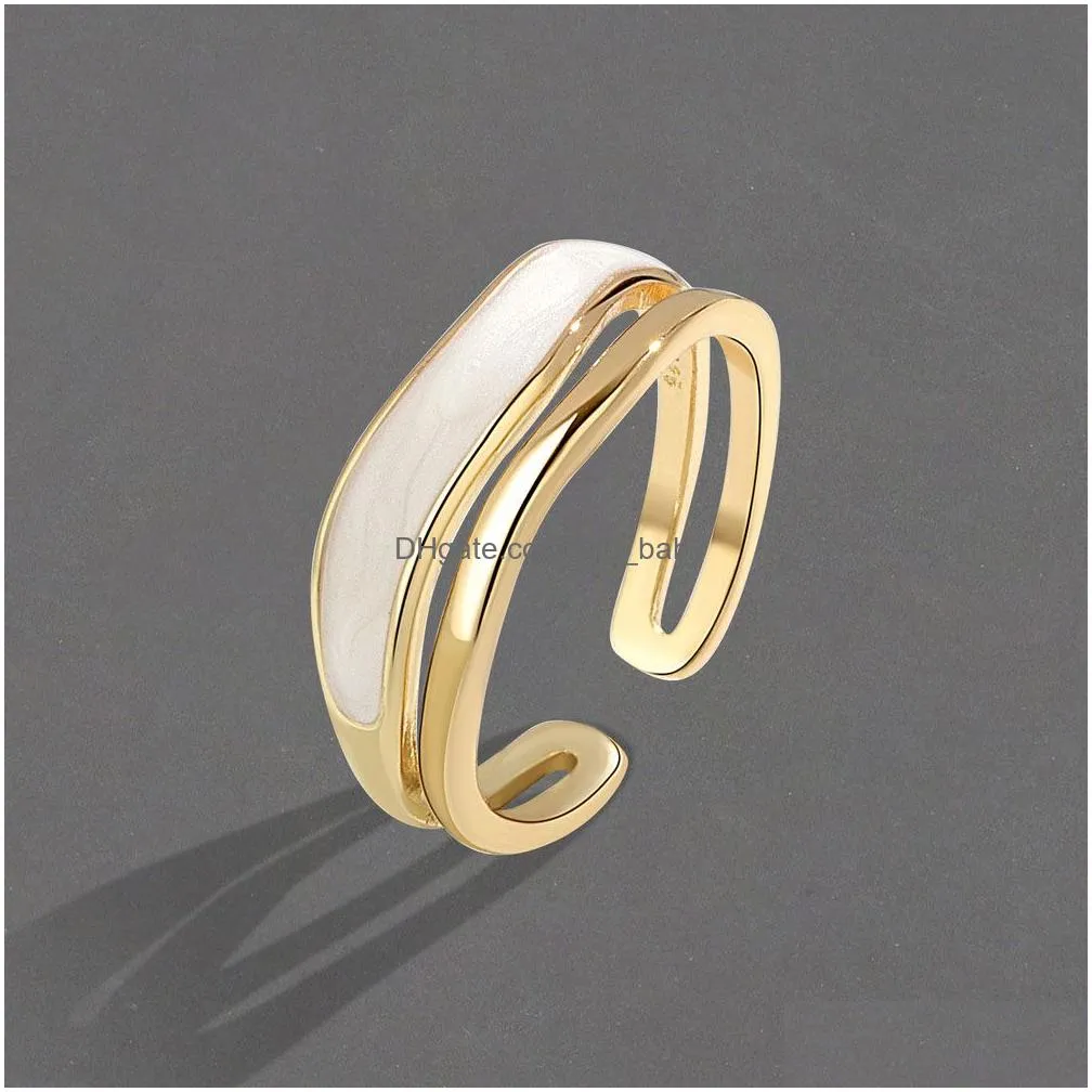 minimalist gold color finger rings for women fashion creative design doublelayered geometric party jewelry gifts