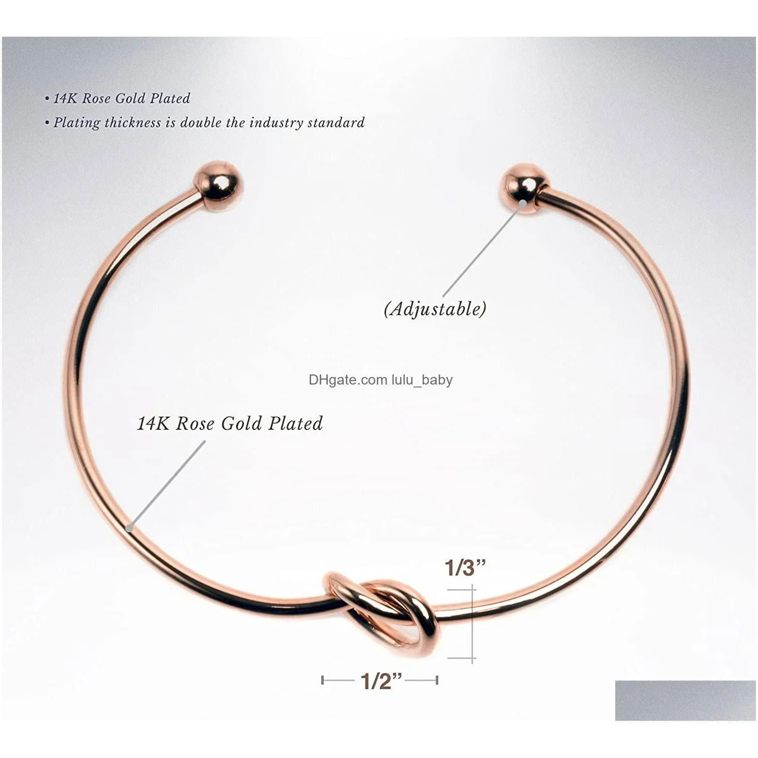 rose gold color twist knot love cuff bracelet for women simple adjustable size open wire bangle trendy female jewelry