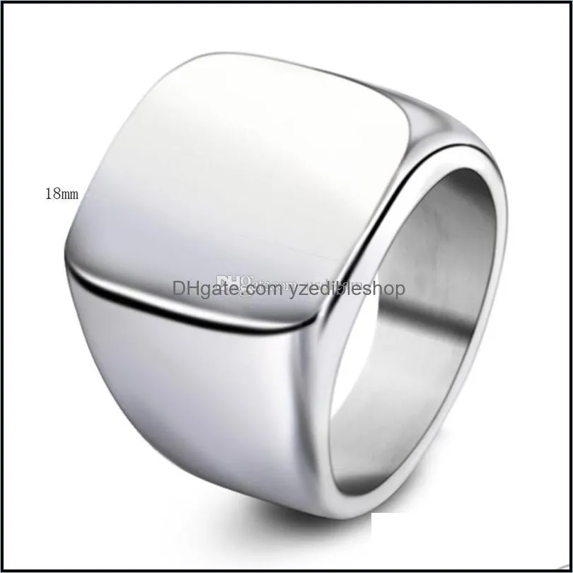 stainless steel square blank motorcycle band ring black gold championship men rings hip hop fashion jewelry gift