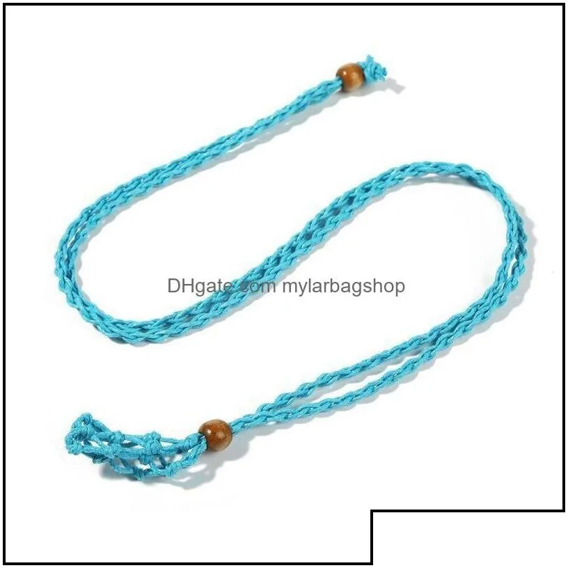 party favor favor handwoven necklace wax line cord woven pendants diy jewelry crafts with wooden beads women neck decor mylarbagshop