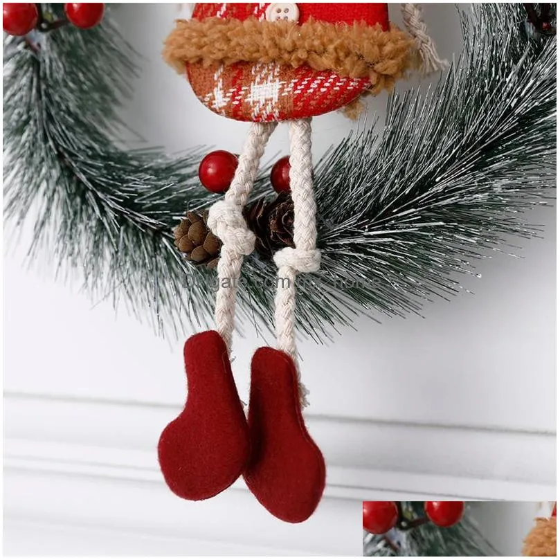 christmas decorations merry hanging snowman garland wooden wreath door wall ornaments feliz navidad year xmas tree decoration kids