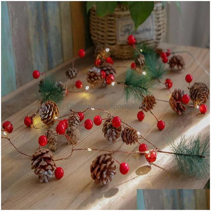 christmas decorations pine cone light string birthday wedding party tree pendant creative led copper wire lamps 2 meterschristmas