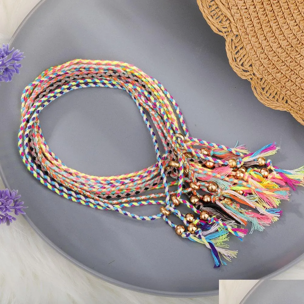 friendship braided bracelet for women colorful handmade string wrap bracelets wrist anklet cord adjustable birthday gifts