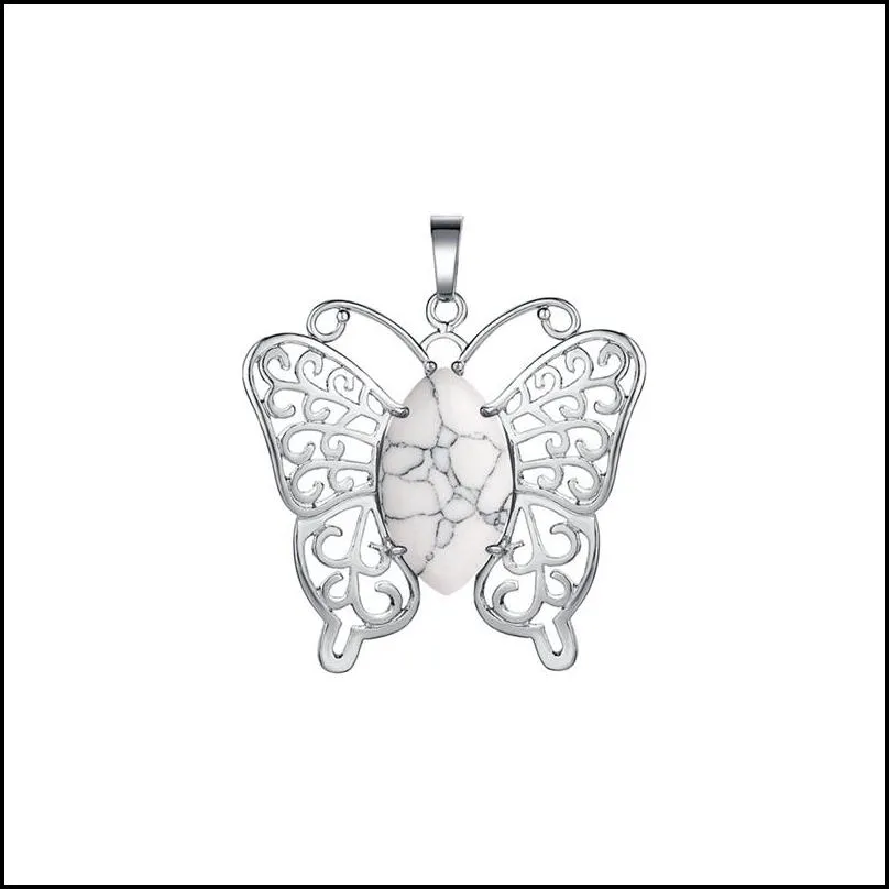 qimoshi butterfly pendant necklace men and women natural stone stainless steel fashion items 12 pieces of jewelry