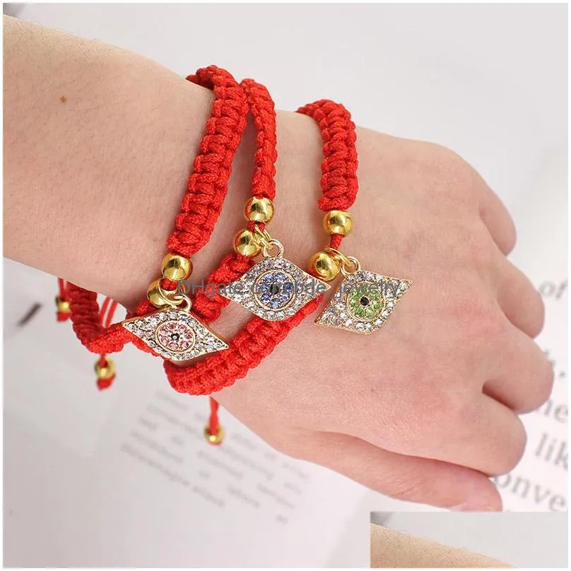 evil turkish eye hamsa hand braided red thread string bracelet for women men charm lucky rope adjustable friendship jewelry gifts