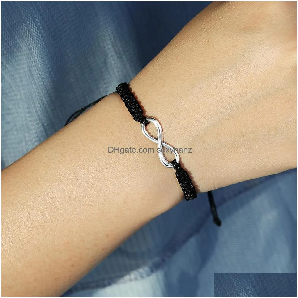 fashion 8word lucky rope hand woven bracelet lovers good friend gift jewelry bracelets lady girls wholesale