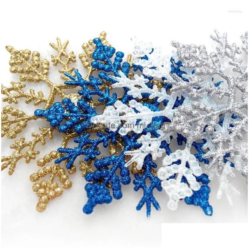 christmas decorations 12pcs/lots glitter snowflake ornaments xmas tree hanging pendants artificial snow home decoration for party