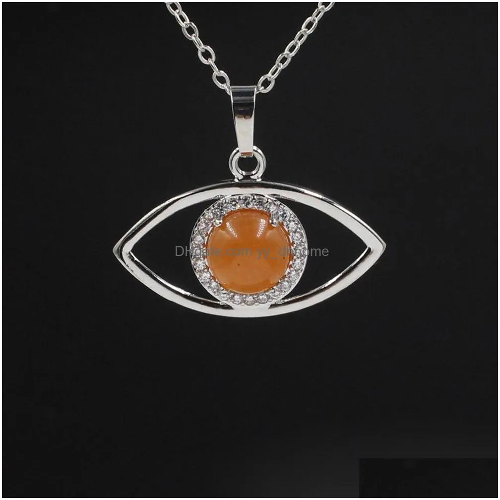 natural crystal gem evil eye necklace pendant christmas gift for woman girls