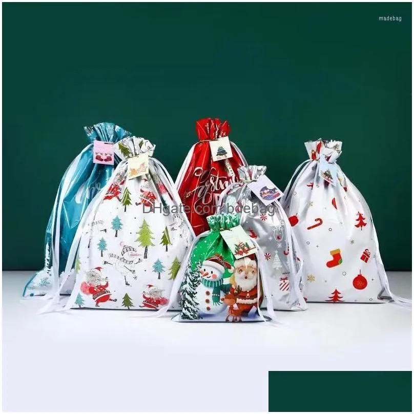 storage bags 5pcs christmas gift bag packaging candy drawstring pocket holiday decoration