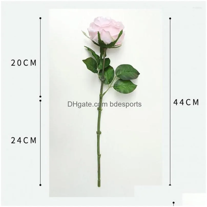 decorative flowers single branch artificial flower po props real touch imitation rose fake simulation for wedding christmas