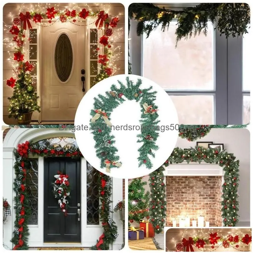 christmas decorations artificial garland hang with pinecones 1.8m decoration pine tree rattan ornament for home shop