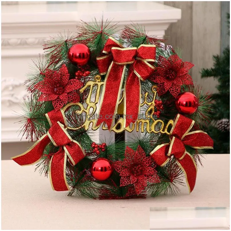christmas decorations 1pcs 30cm wreath merry front door ornament wall artificial pine garland for xmas party decorationchristmas