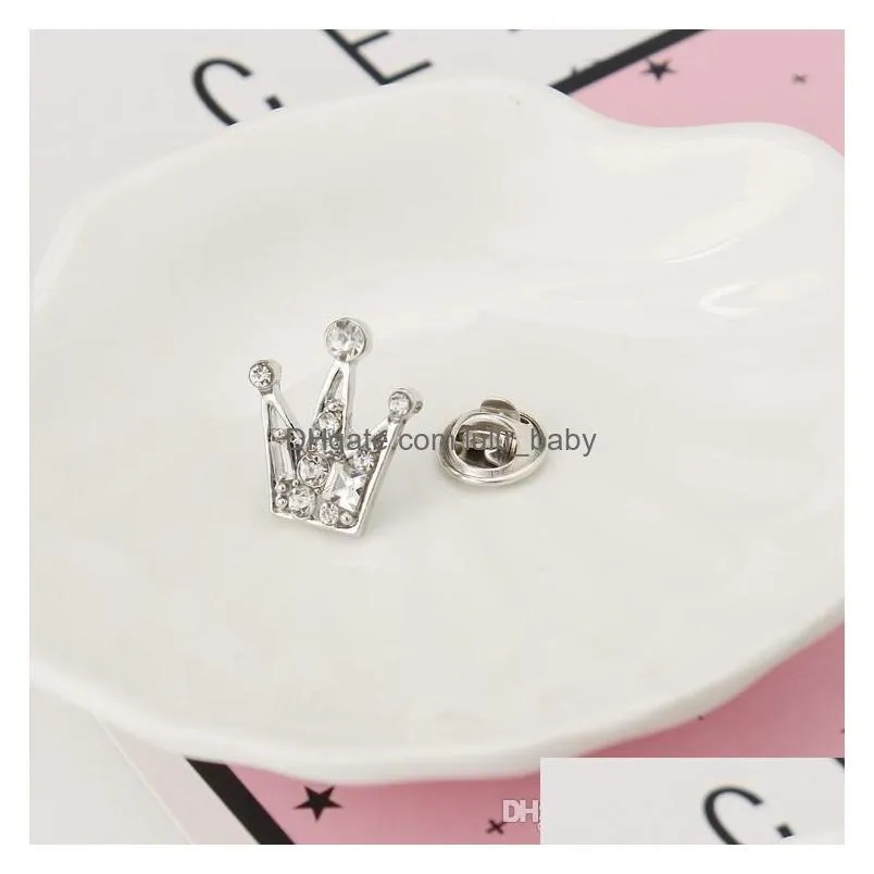 full diamond crystal mini unisex small crown brooch wedding party beauty suit dress shirt shirt brooch valentines day gift