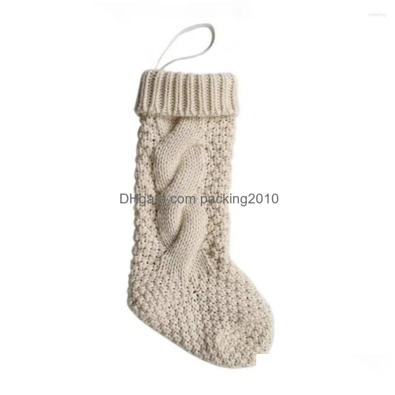 christmas decorations knitted stockings hanging stocking gift bag for family holiday xmas party decor choice