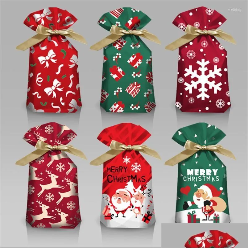 christmas decorations christma decoration ribbon drawstring pocket candy bag snowflake crisp nougat packaging merry