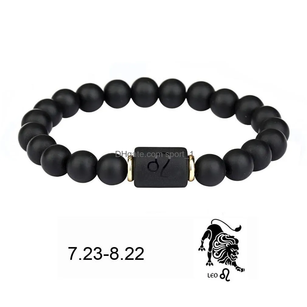 black stone beads 12 constellation couple bracelet men bracelets for women pulseras moda masculina hombre man mens jewelry