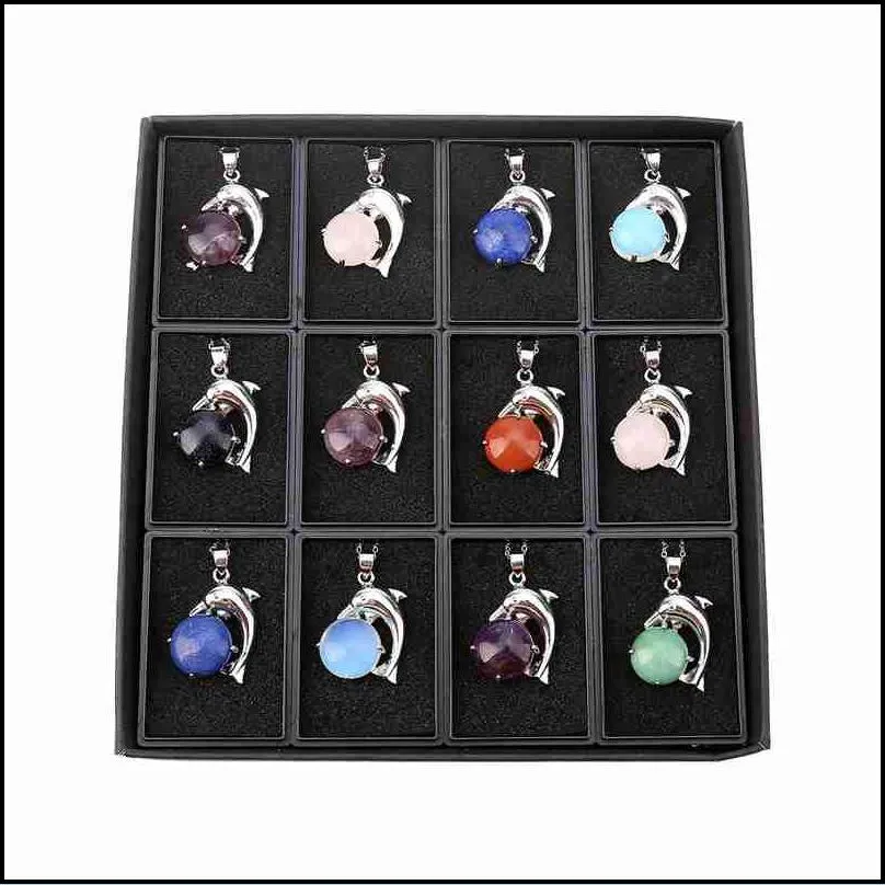 12 random alloy  jewels stone pendant men and women meaning stainless steel necklace birthday gift set