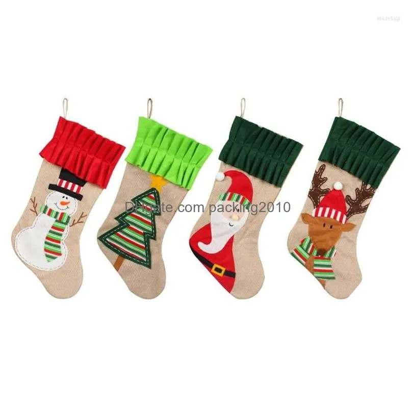 christmas decorations cartoon santa snowman xmas tree stocking pendant crafts