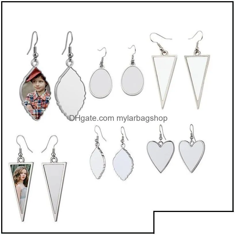 party favor leaf shape earrings favor sublimation blank water droplets earring wire hooks ears jewelry valentines day gi mylarbagshop