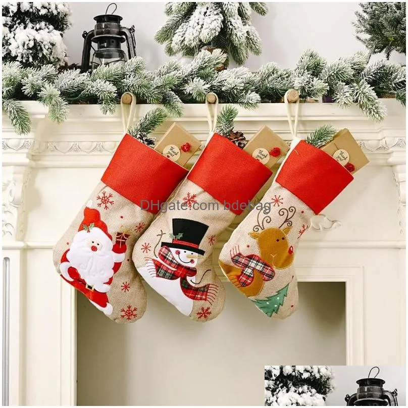 christmas decorations adornos navidad 2022 natal cartoon stockings created sock gift kids candy bag snowman pocket