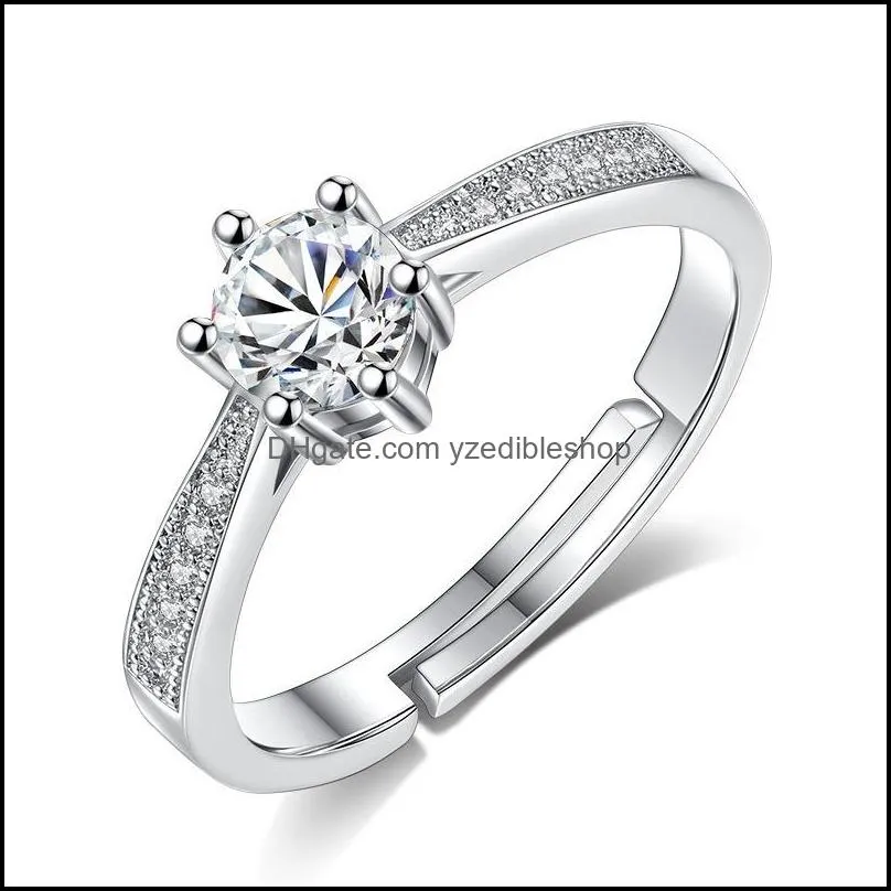 update diamond solitaire ring open adjustable engagement wedding rings for women fashion jewelry