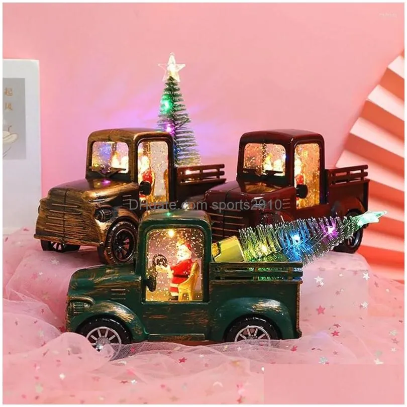 christmas decorations santa driving tractor ornament desktop with tree truck collection a for present