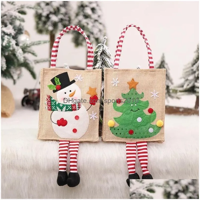 christmas decorations decoration cute linen machine embroidered tote bag with foot gift candy treechristmas