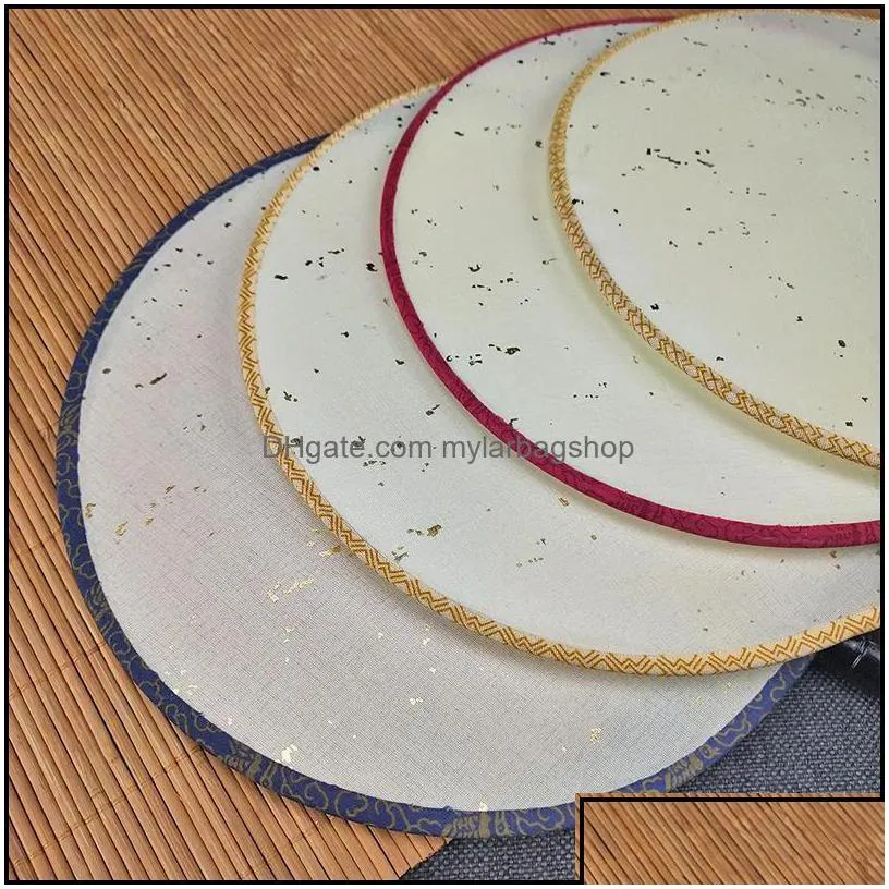 arts and crafts arts gifts home garden with gold blank white natural silk round fan traditional craft handle chinese hand diy painting