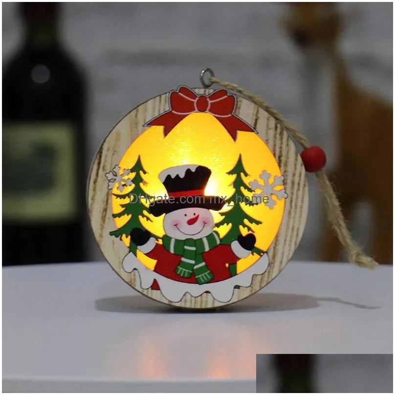 christmas decorations decor wooden ornament led light santa claus deer cart luminous lamp 2christmas
