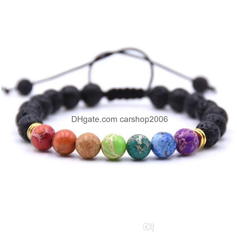 seven gemstone bracelet men and women essential oil diffusion yoga lava beads bracelet