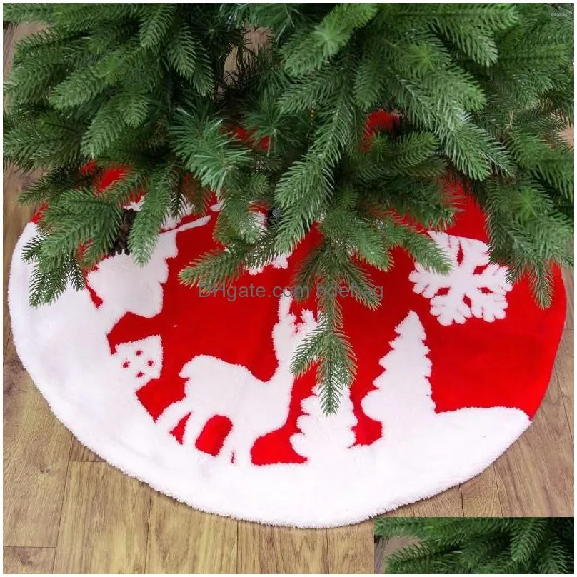 christmas decorations tree skirt soft mat with reindeer and snowflakes for holiday