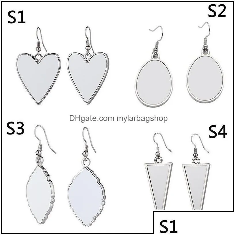 party favor leaf shape earrings favor sublimation blank water droplets earring wire hooks ears jewelry valentines day gi mylarbagshop