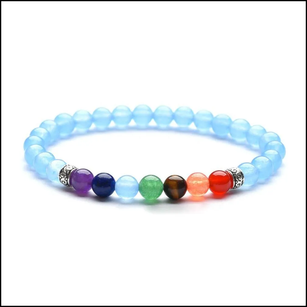 10pc/set 7 chakra healing balance 6mm beads bracelet yoga life energy charm bracelet natural stone jewelry