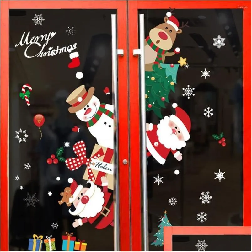 christmas decorations fengrise wall window stickers decoration for home 2022 merry ornaments xmas happy year 2023