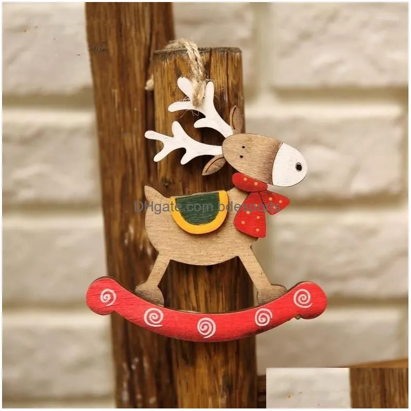 christmas decorations decoration pendant wooden small elk hanging ornaments creative handpainted retro decoracion para el hogar