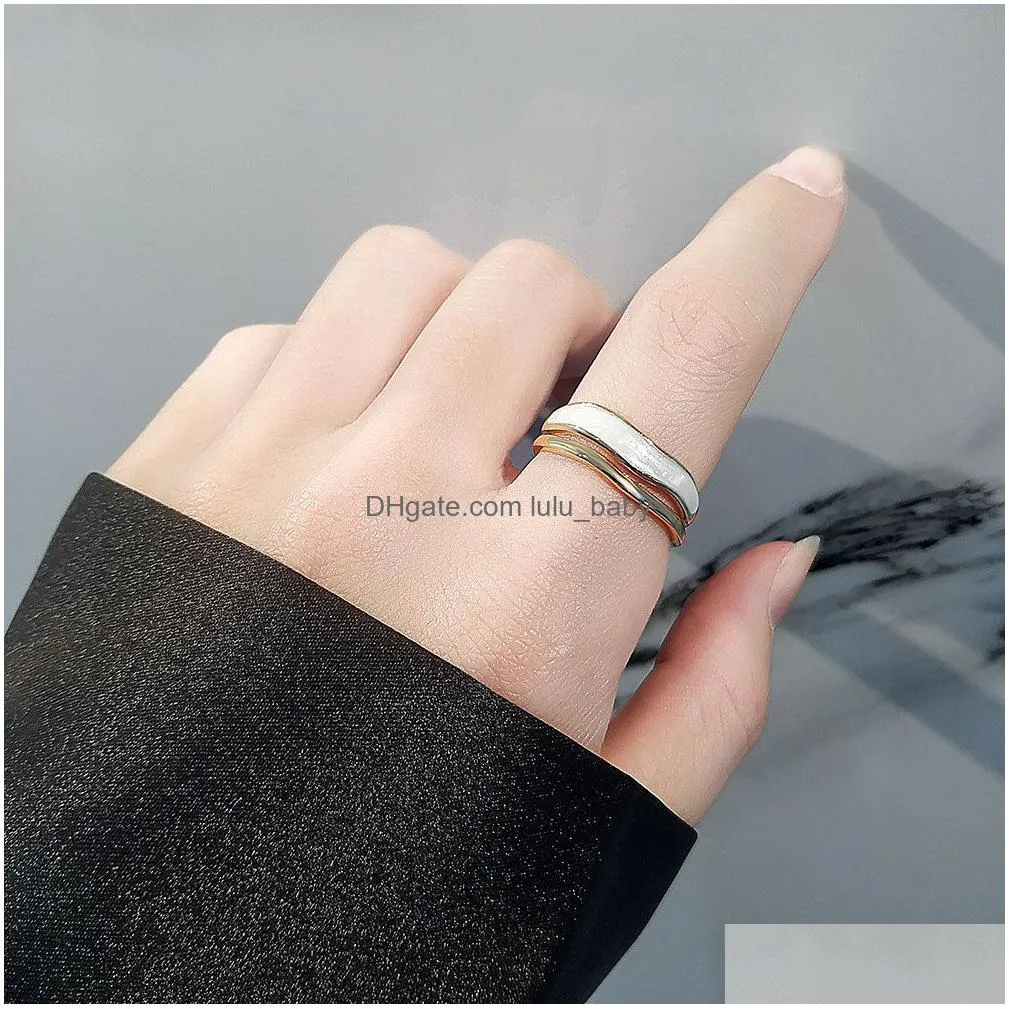 minimalist gold color finger rings for women fashion creative design doublelayered geometric party jewelry gifts