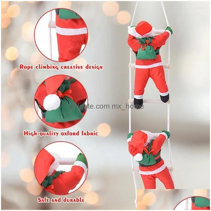 christmas decorations 25cm 20cm 5 types santa claus climbing ladder xmas trees hanging ornament for party door decor navidad year gift