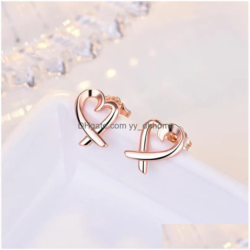 simple design silver color hollow heart dangle earrings for women brand fashion ear cuff piercing drop earring gift