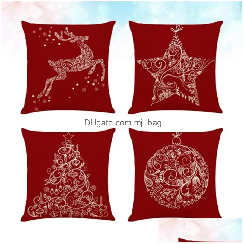 pillow 4pcs christmas cases creative covers protectors home ornament for living room bedroom