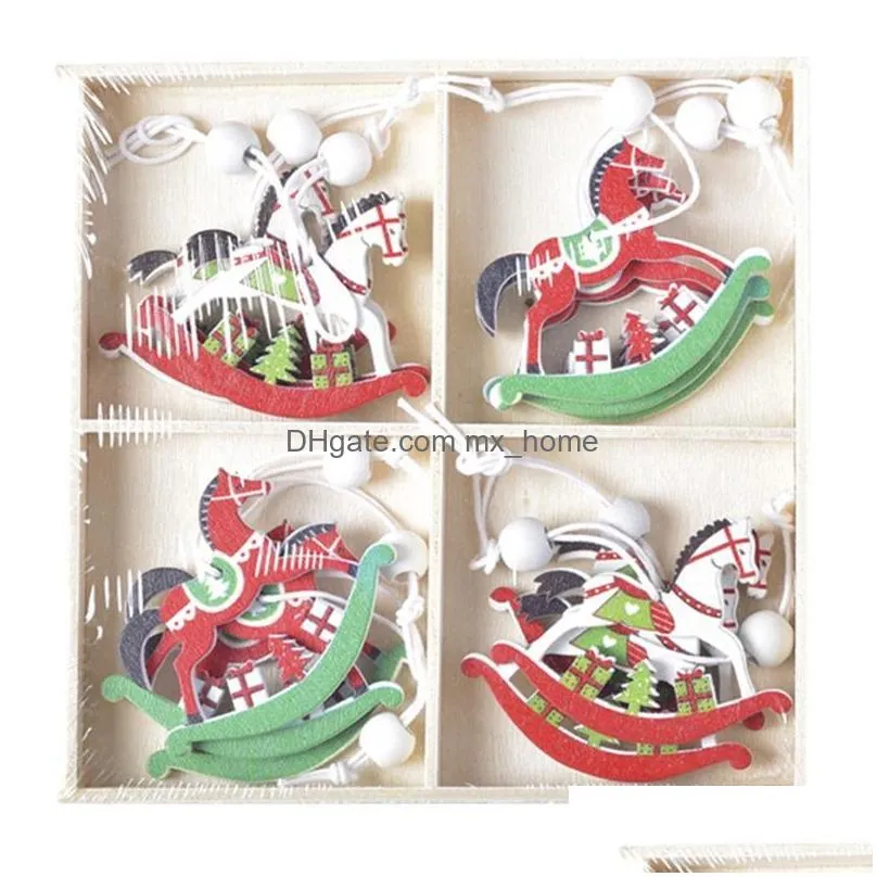 christmas decorations pcs wooden ornaments kit painted pendant country retro tags xmas trees tabletop fireplace decorationchristmas