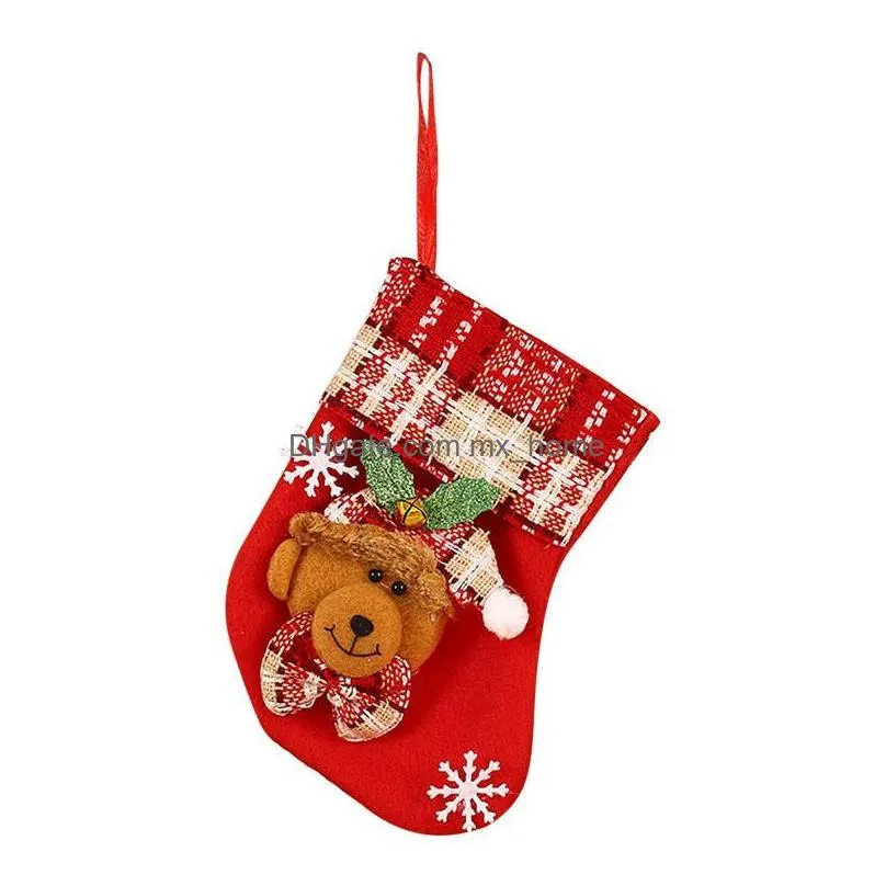 christmas decorations socks gift bag pendants childrens candy bags cartoon year santa holder fireplace pendantschristmas