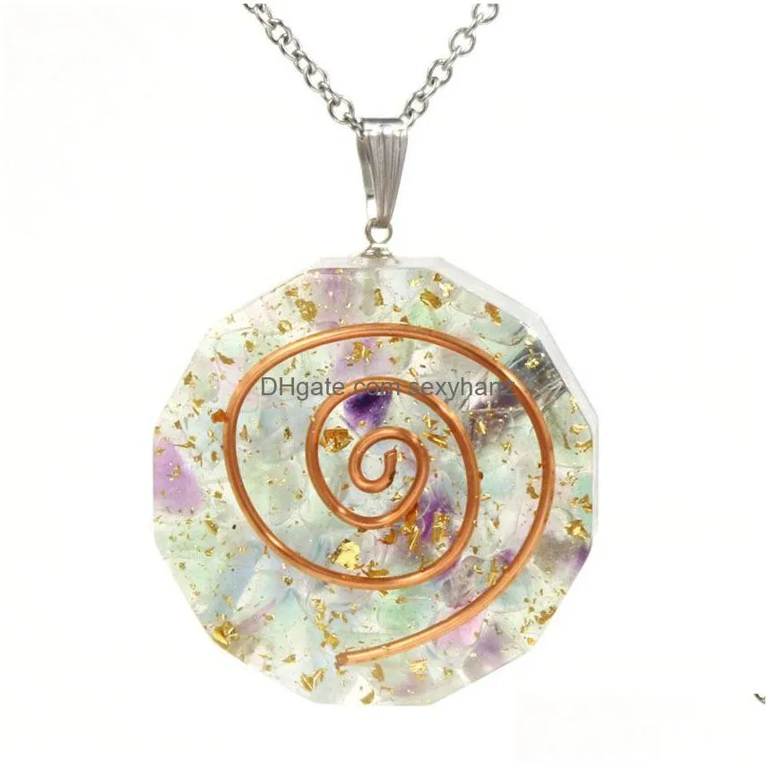 raw quartz round polygon coin pendant necklace for women men stone crystal circle disc pendants jewelry