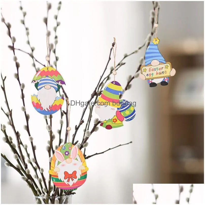 christmas decorations 1pcs wooden easter pendant eggs ornaments for home party diy craft decor kids giftchristmas