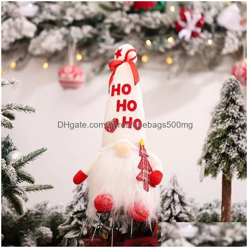 christmas decorations 34cm led decoration ornaments noel hohoho letter white beard santa caus cloth dolls gifts for kids happy year