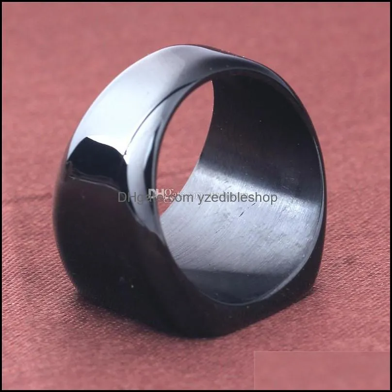 stainless steel square blank motorcycle band ring black gold championship men rings hip hop fashion jewelry gift