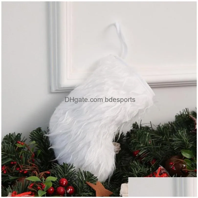 christmas decorations 2022 stocking white gift bag decorative socks plush tree pendant